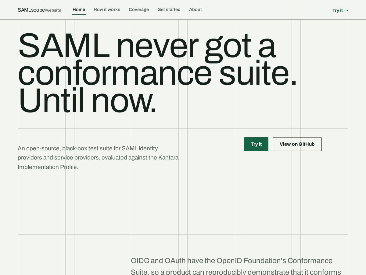 Landing-page snapshot of samlscope.com