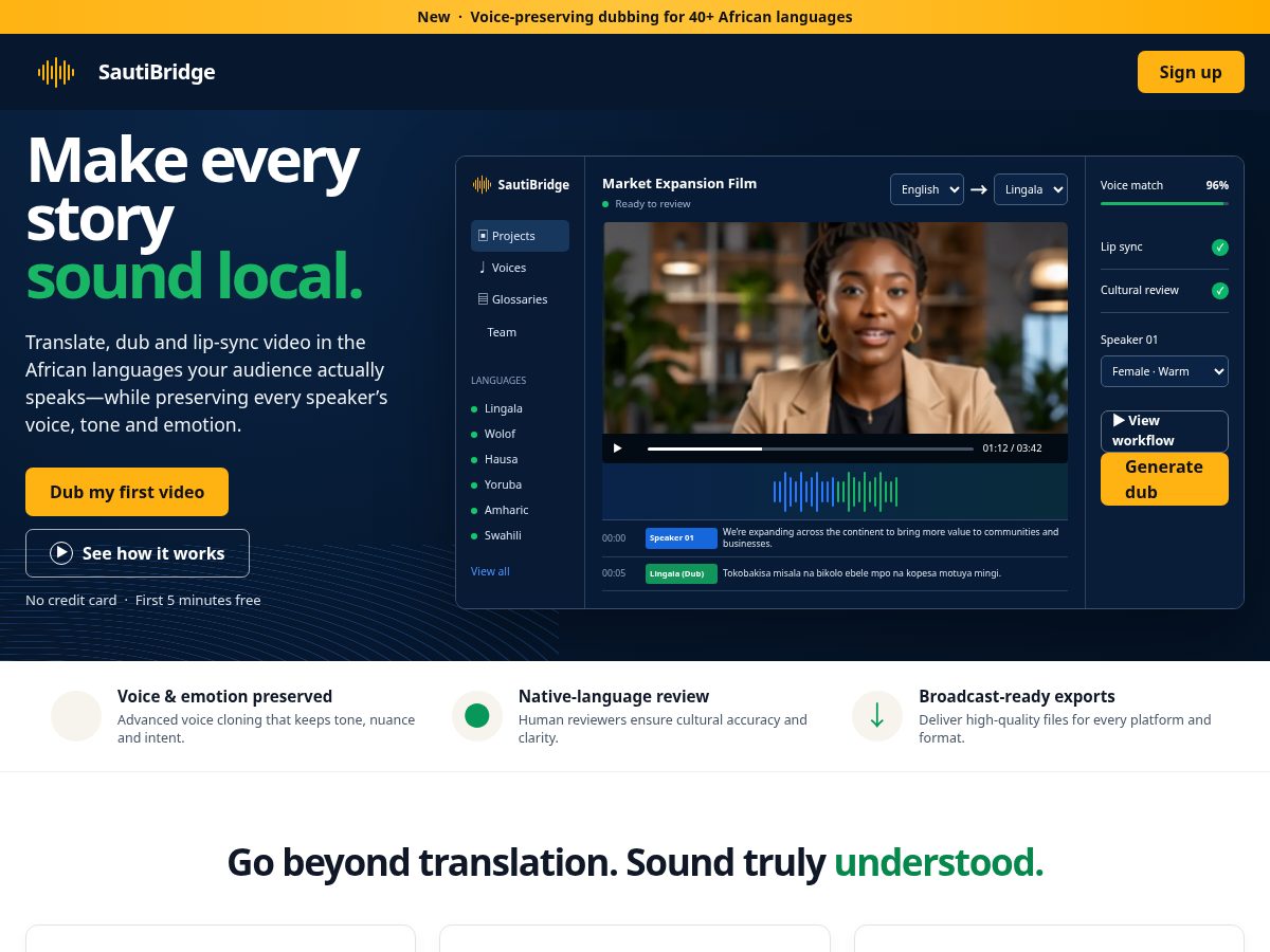 Landing-page snapshot of sautibridge.com