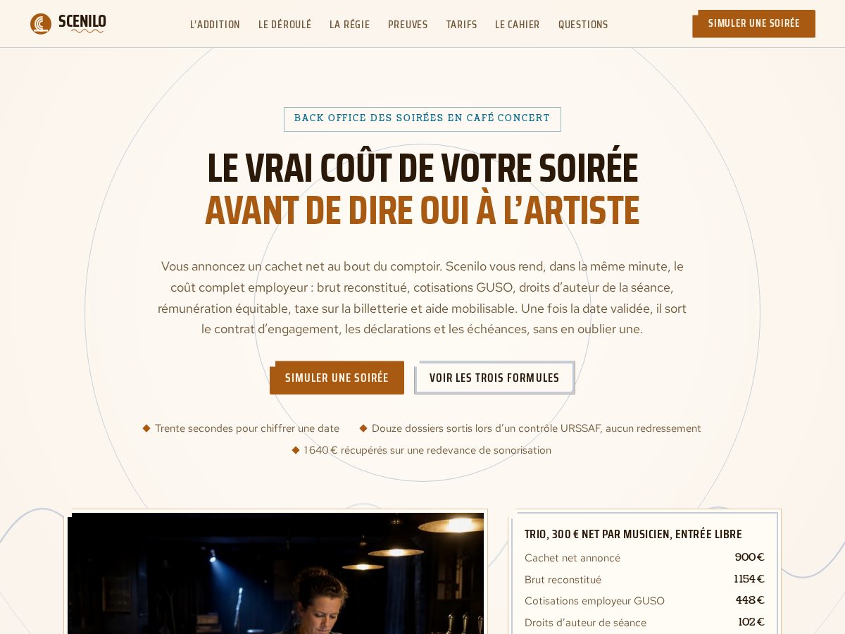 Landing-page snapshot of scenilo.com