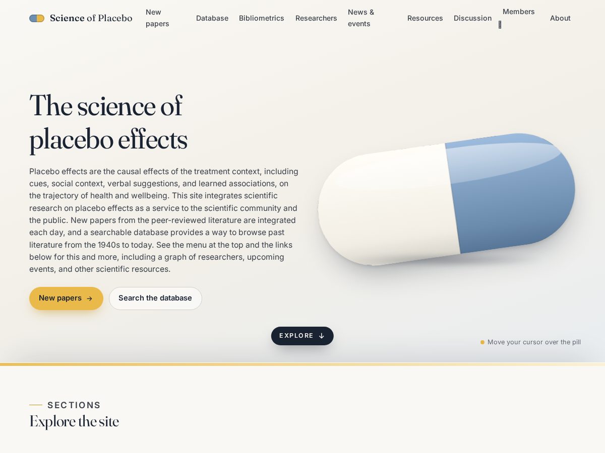 Landing-page snapshot of scienceofplacebo.org
