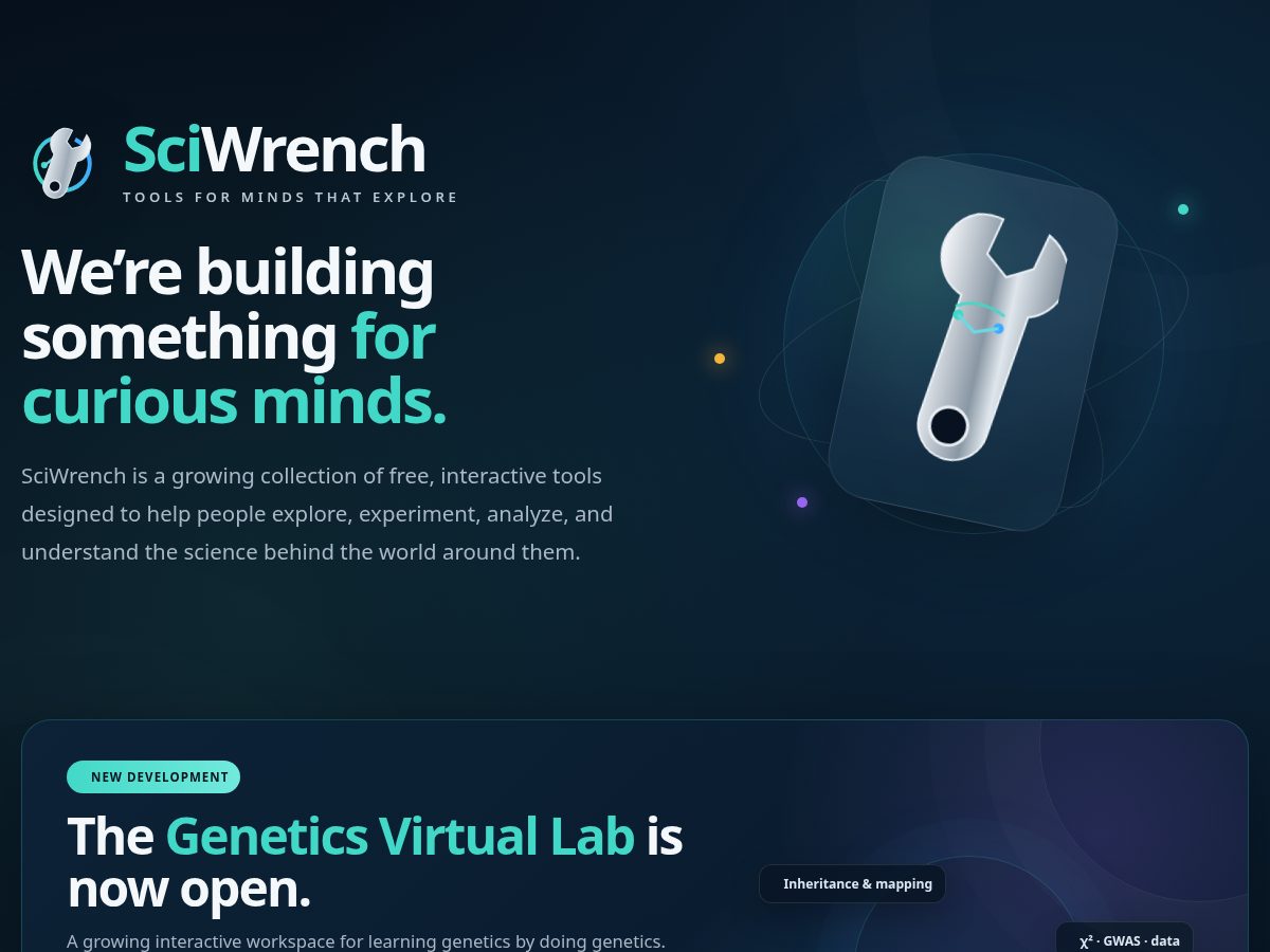 Landing-page snapshot of sciwrench.com