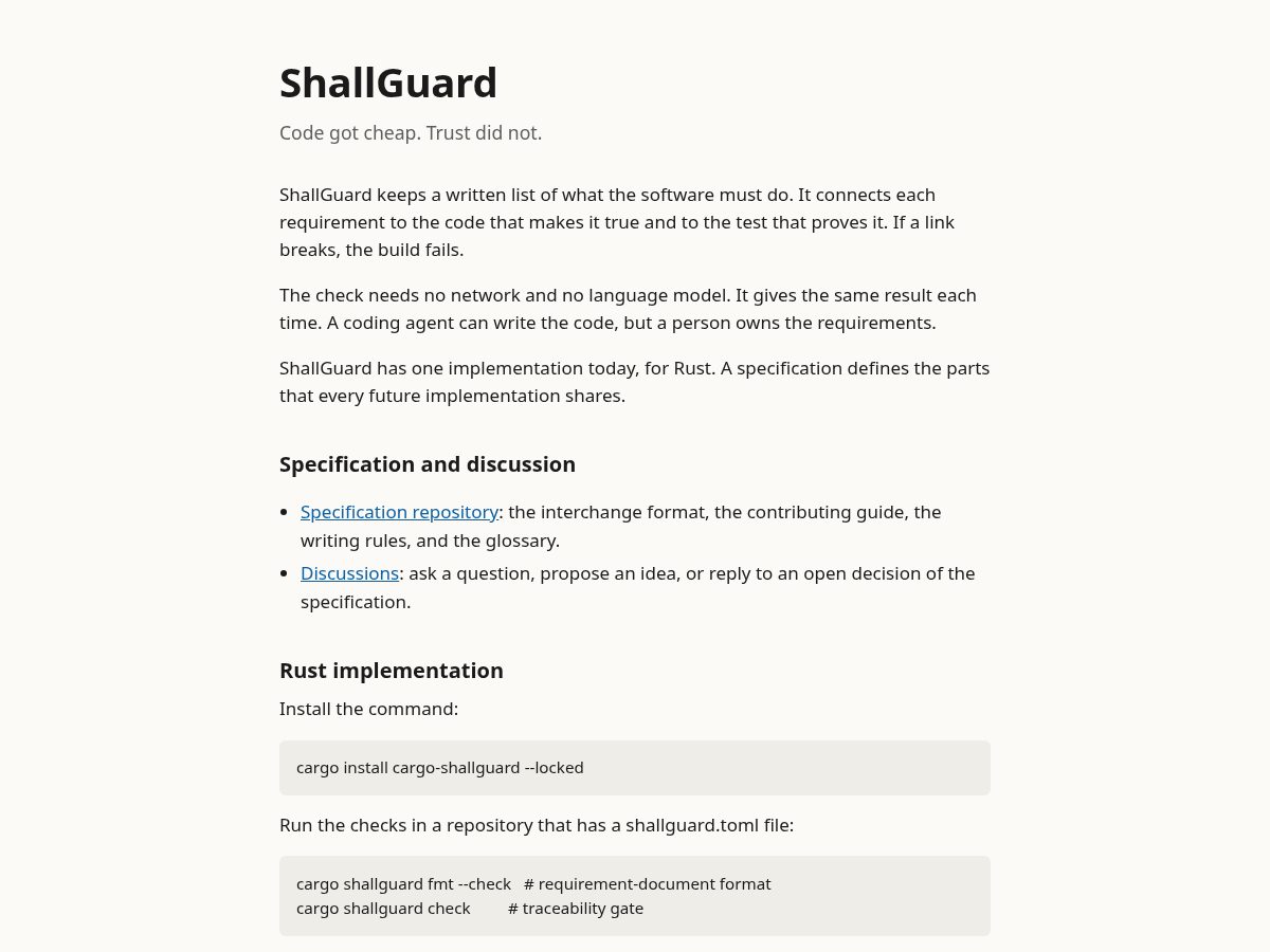 Landing-page snapshot of shallguard.com