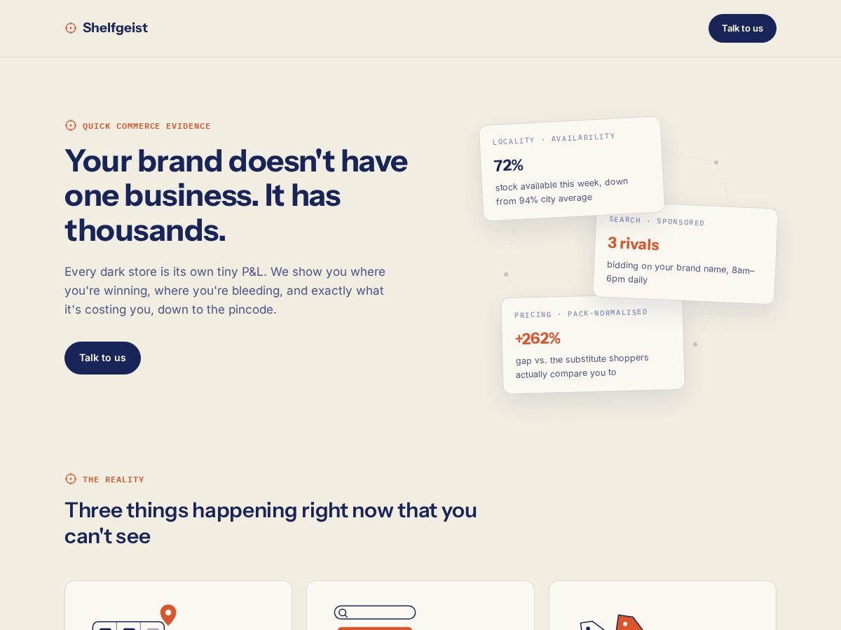 Landing-page snapshot of shelfgeist.com