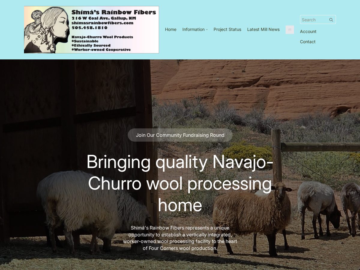 Landing-page snapshot of shimasrainbowfibers.com