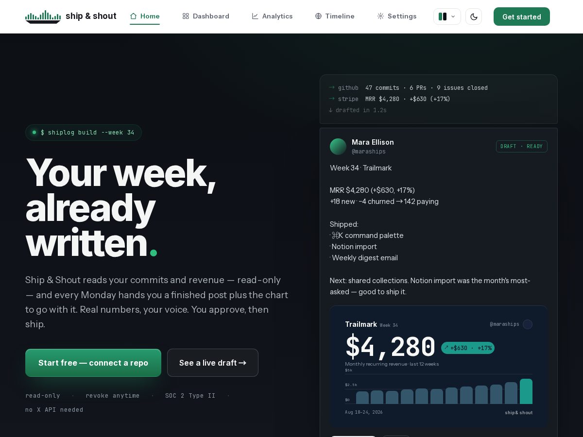 Landing-page snapshot of shipandshout.com