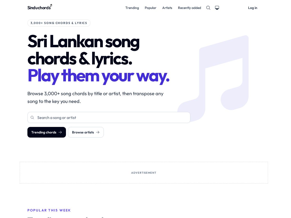 Landing-page snapshot of sinduchords.com