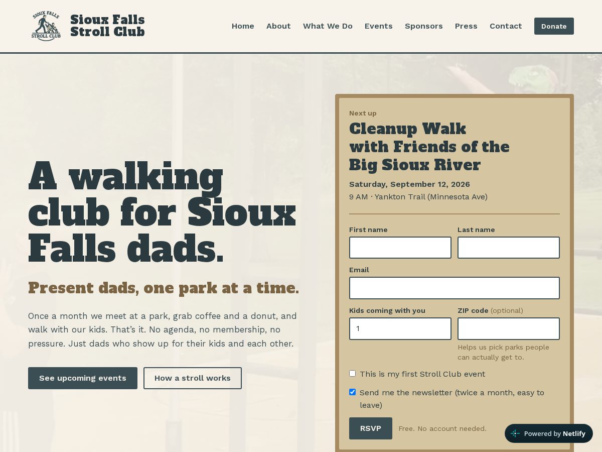 Landing-page snapshot of siouxfallsstrollclub.com