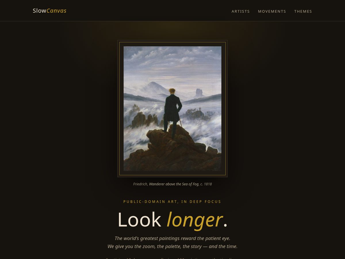 Landing-page snapshot of slowcanvas.com