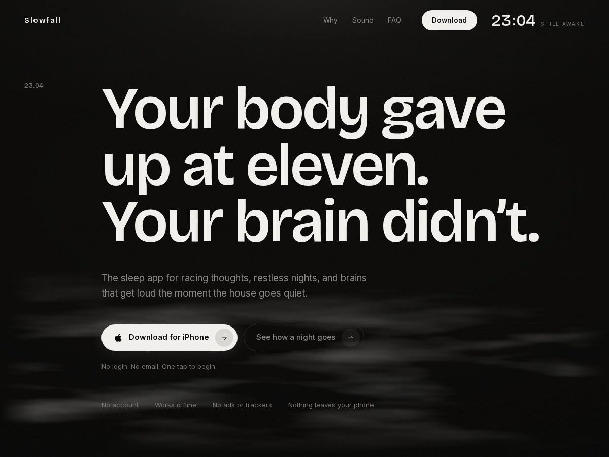 Landing-page snapshot of slowfall.online