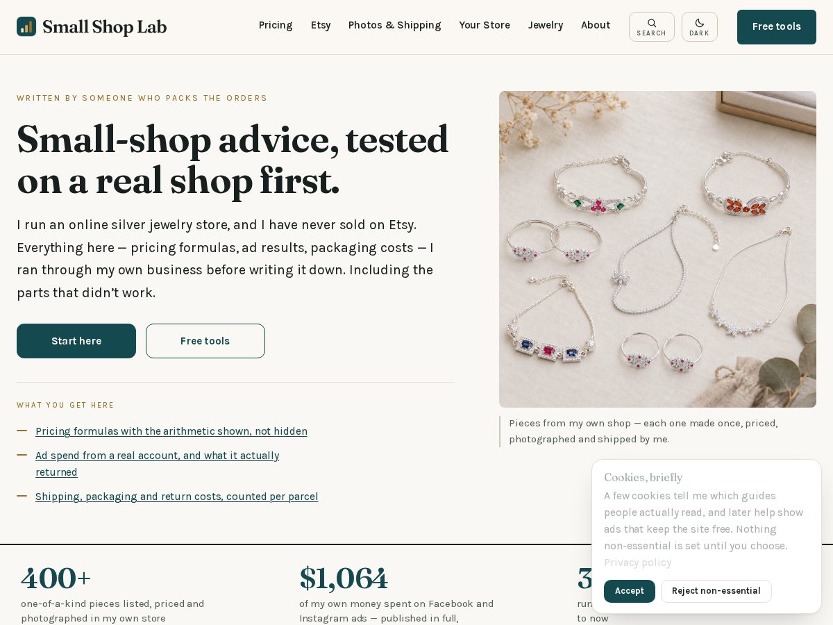 Landing-page snapshot of smallshoplab.com