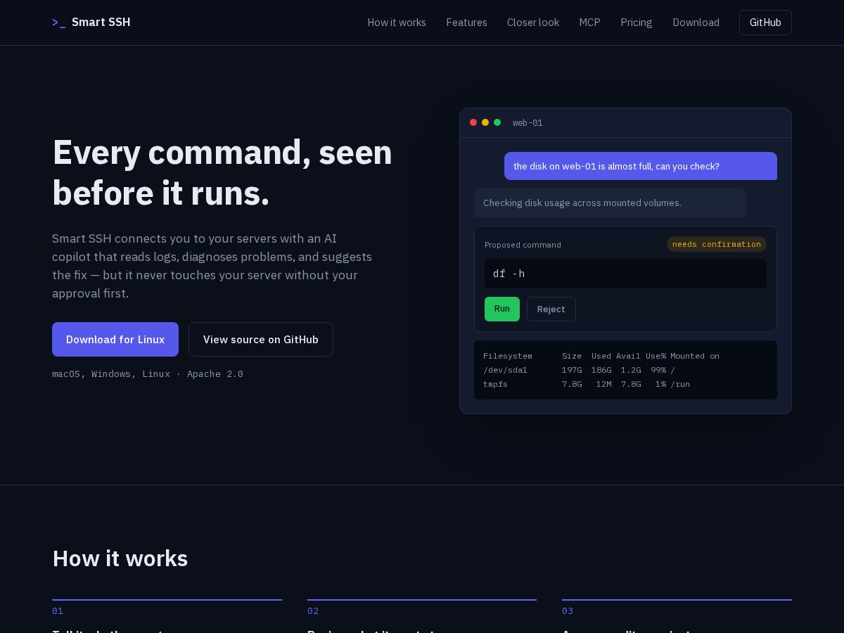 Landing-page snapshot of smart-ssh.dev