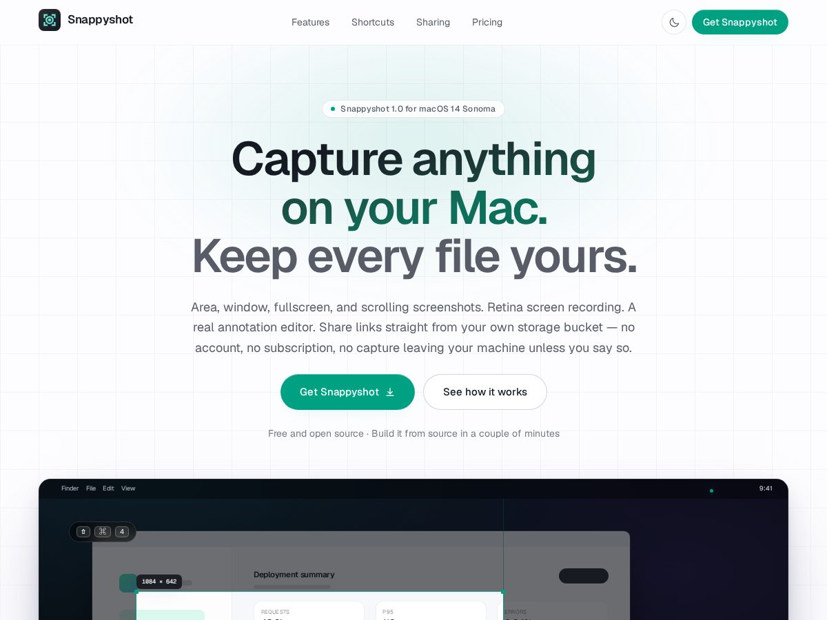 Landing-page snapshot of snappyshot.app