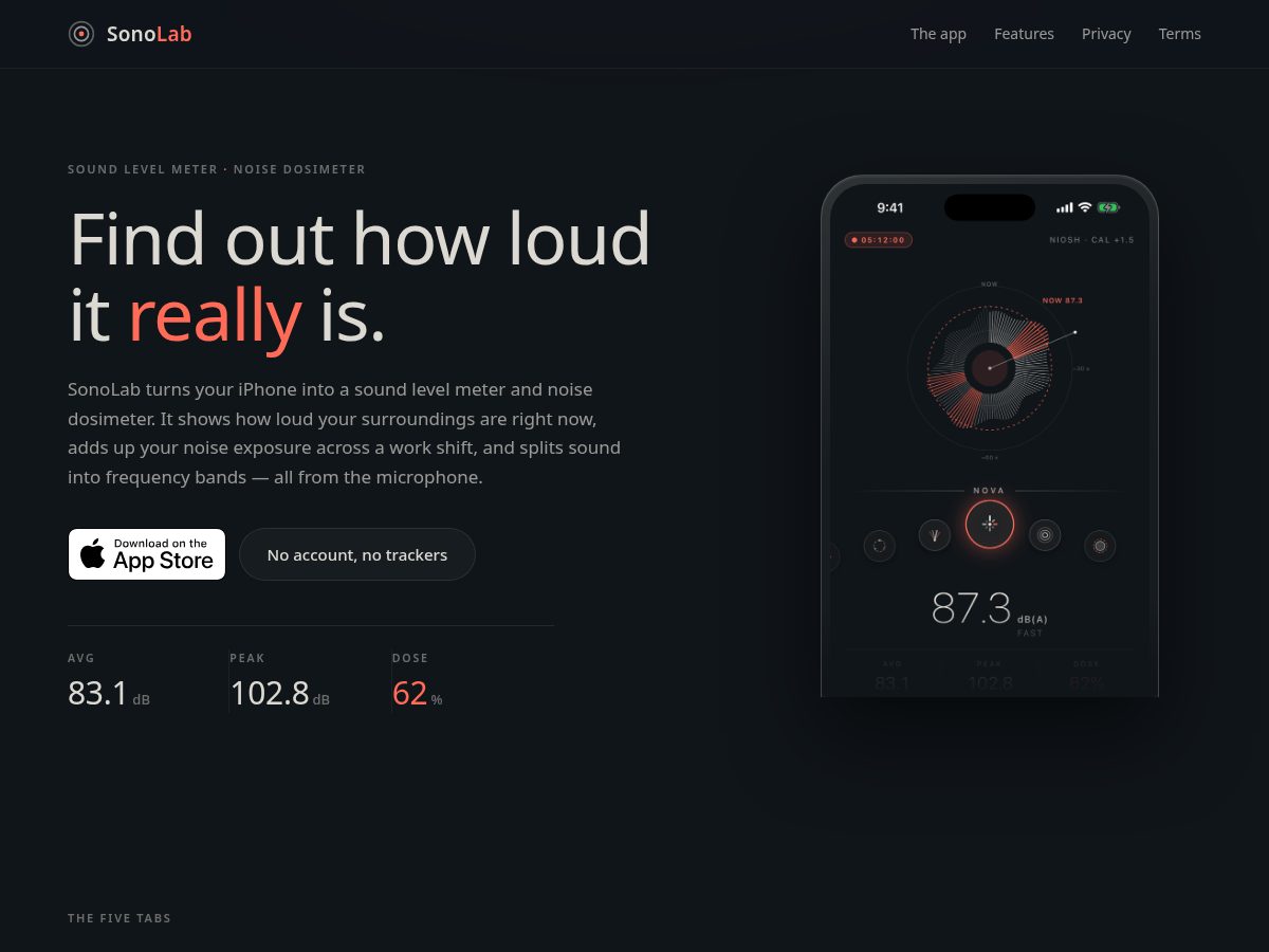 Landing-page snapshot of sonolabapp.com