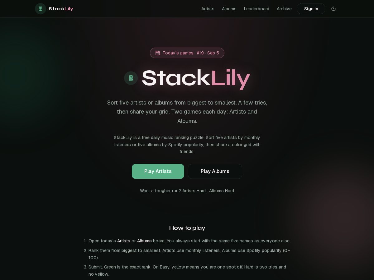 Landing-page snapshot of stacklily.xyz
