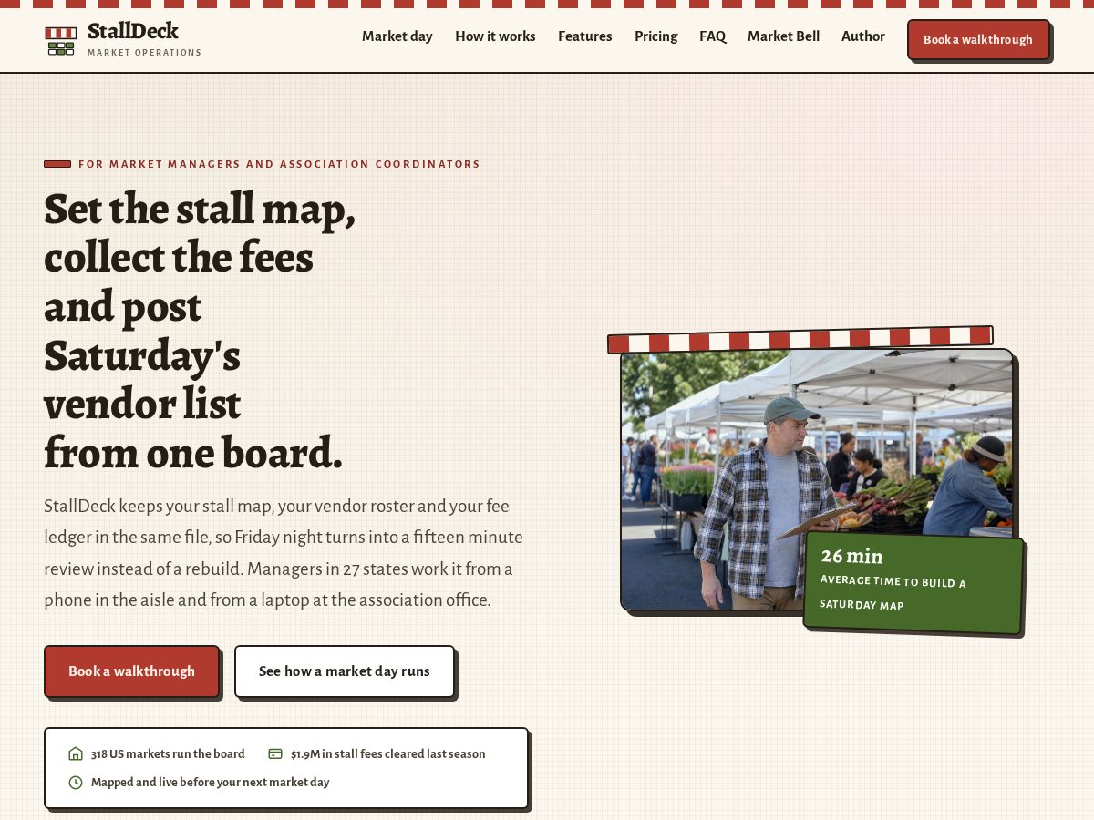 Landing-page snapshot of stalldeck.com