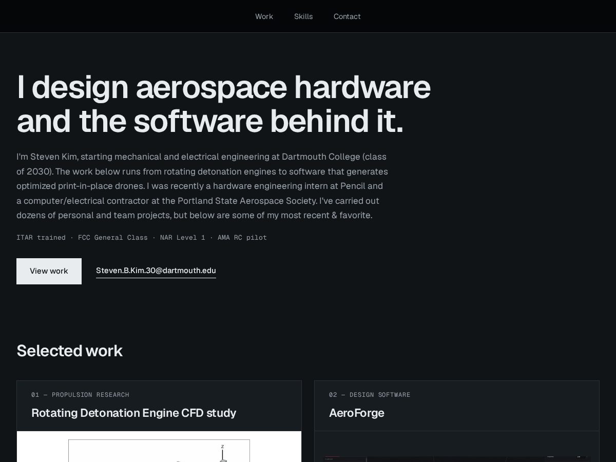 Landing-page snapshot of stevenbkim.com