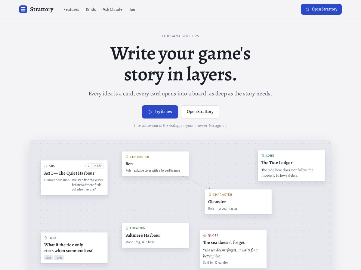 Landing-page snapshot of strattory.com