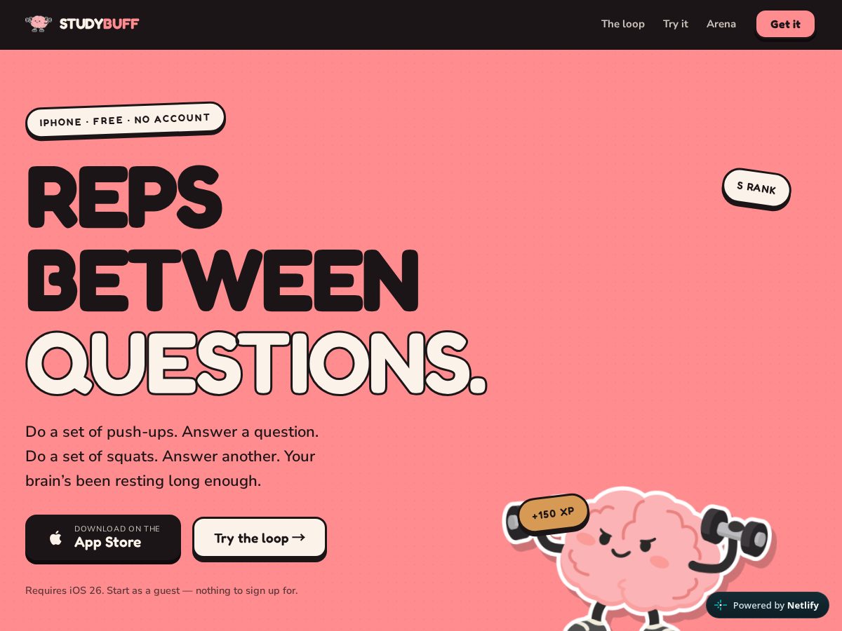 Landing-page snapshot of studybuff.app