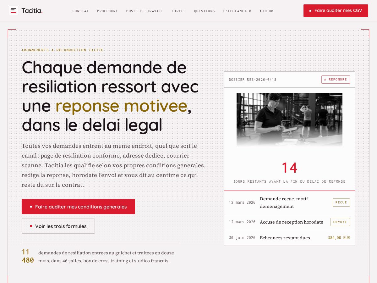 Landing-page snapshot of tacitia.com