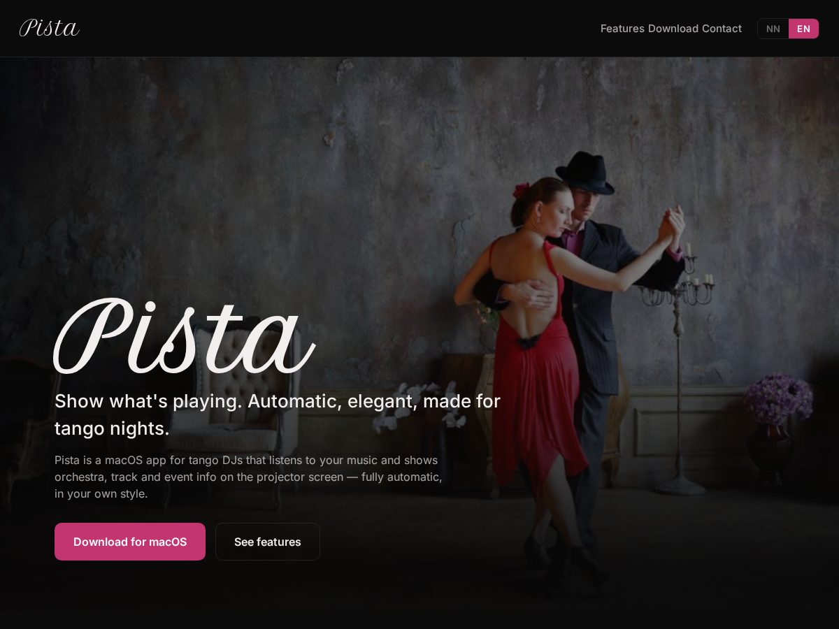 Landing-page snapshot of tangopista.com