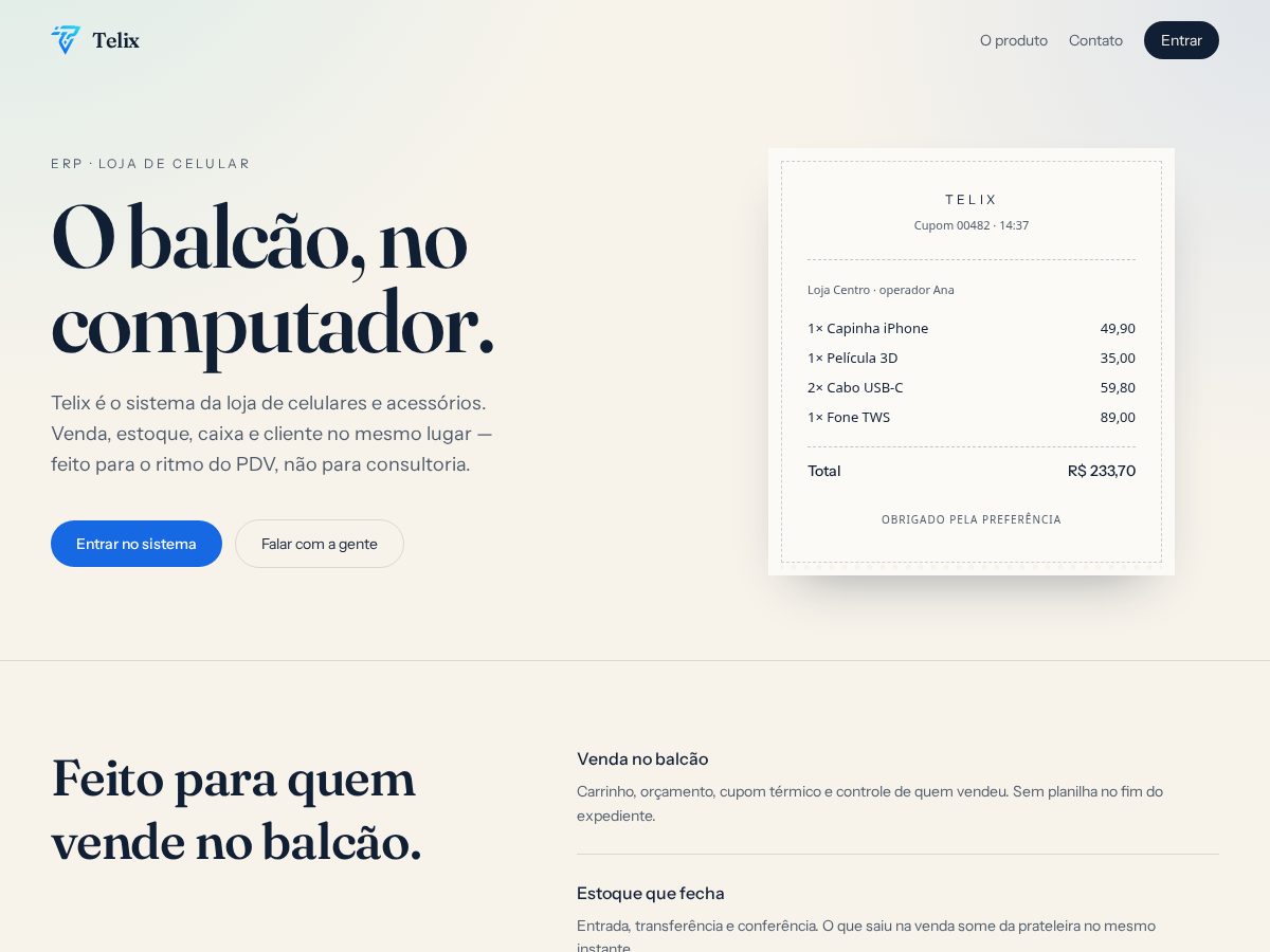 Landing-page snapshot of telix.business