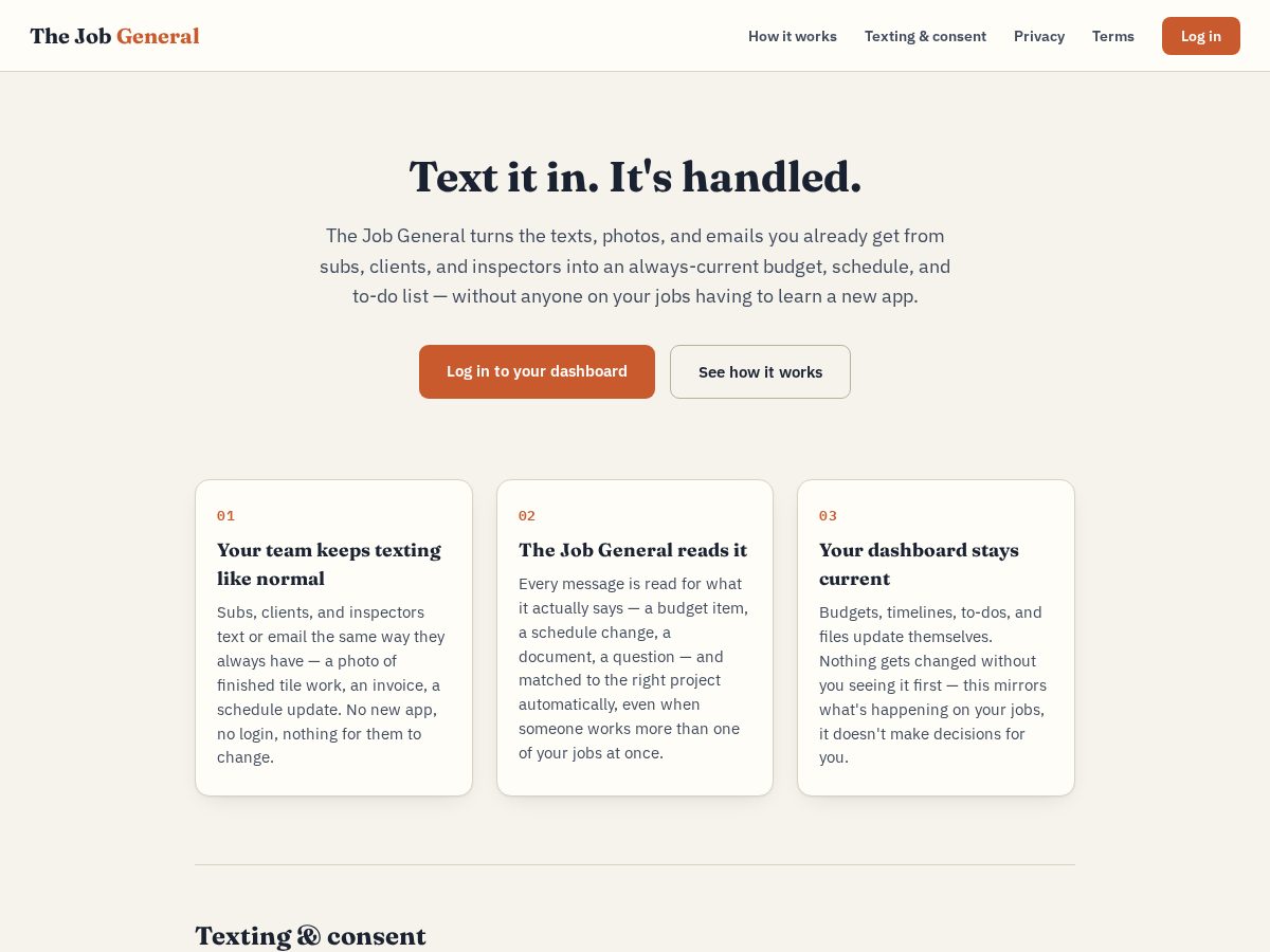 Landing-page snapshot of thejobgeneral.com