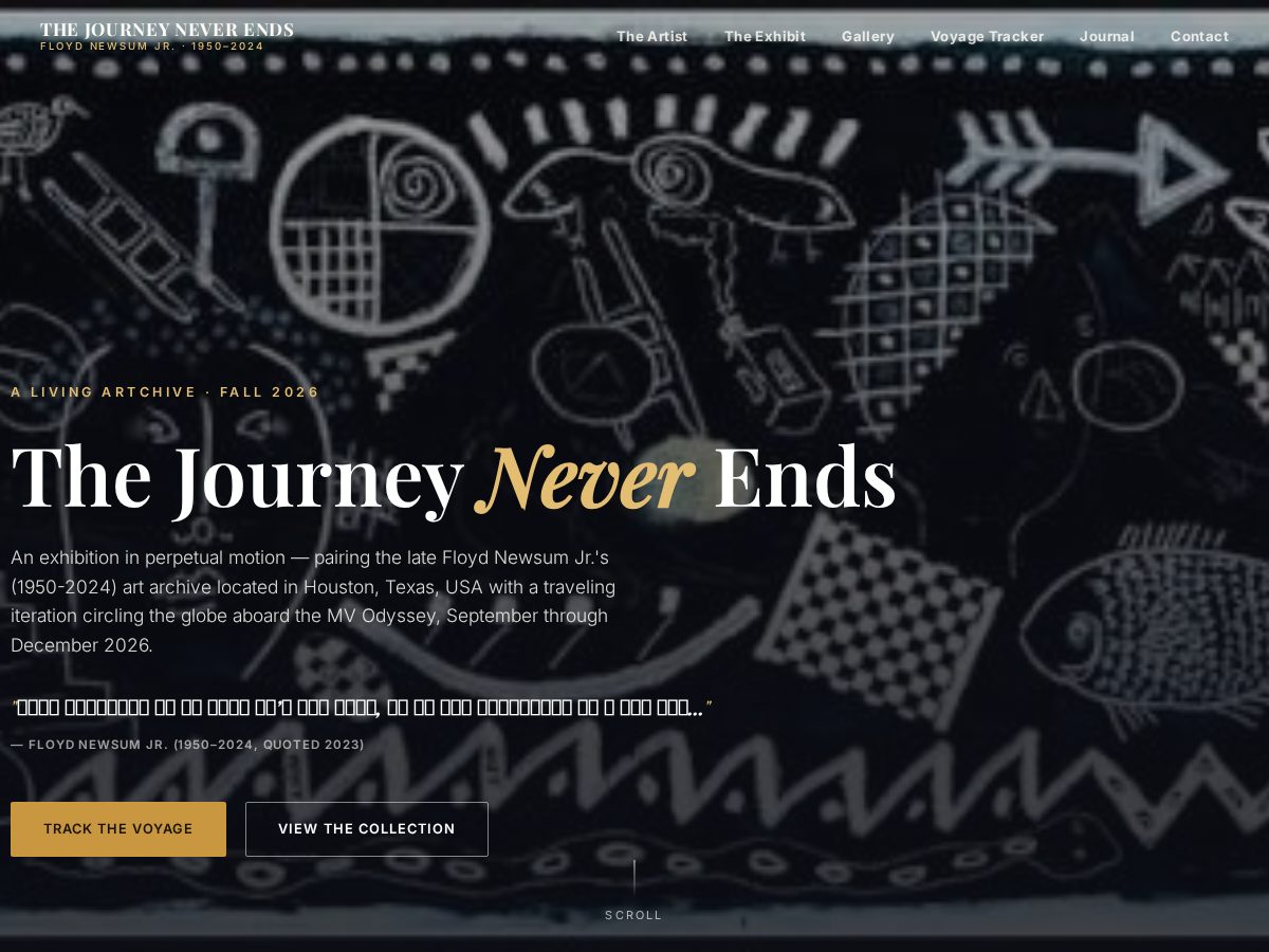 Landing-page snapshot of thejourneyneverends.art