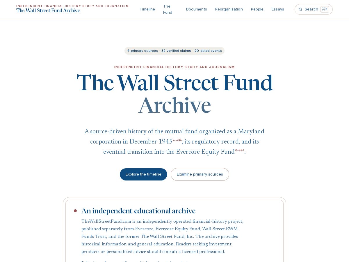 Landing-page snapshot of thewallstreetfund.com