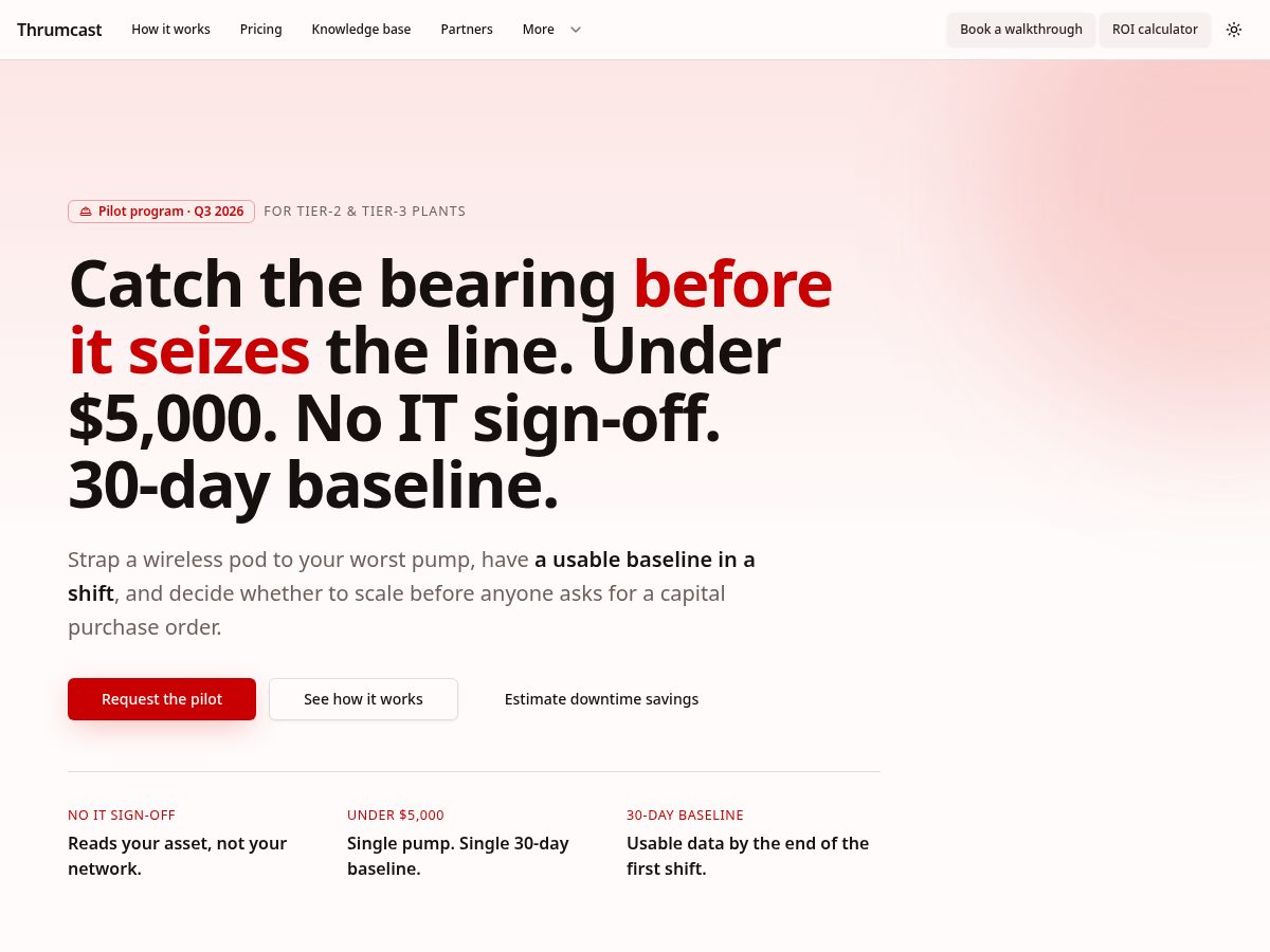 Landing-page snapshot of thrumcast.com