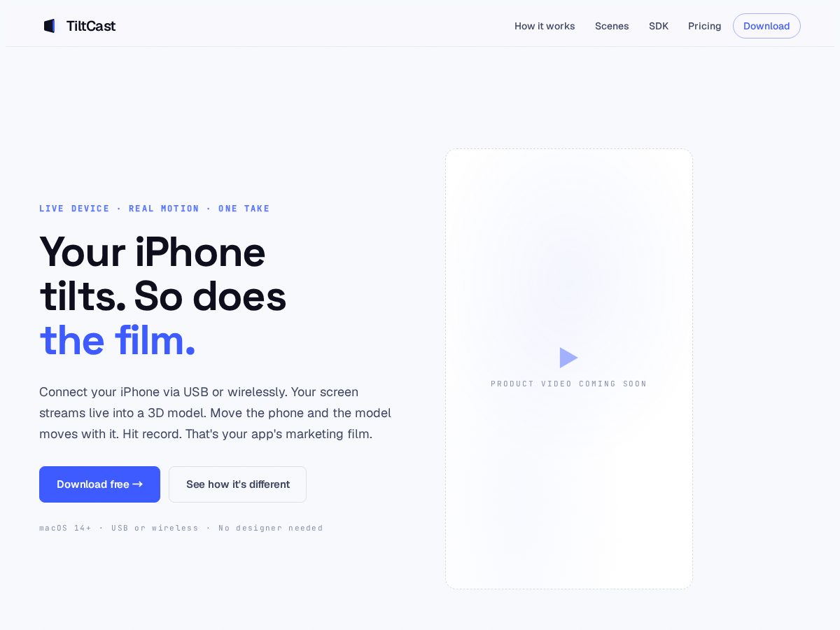 Landing-page snapshot of tiltcast.app