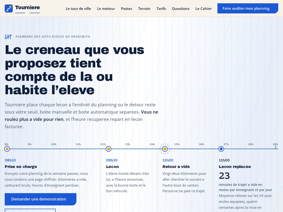 Landing-page snapshot of tourniere.com