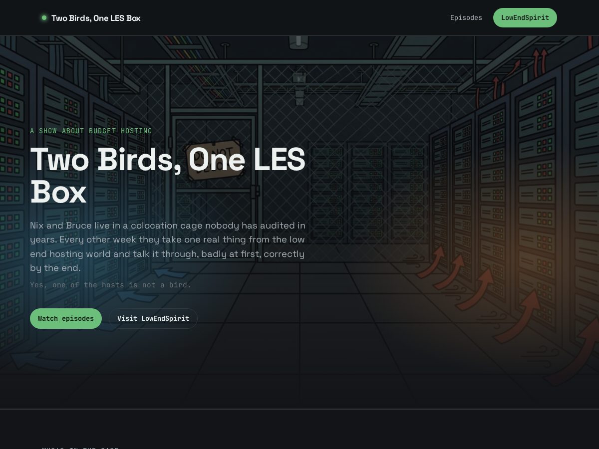 Landing-page snapshot of twobirdsonelesbox.com