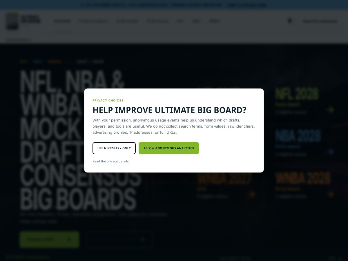 Landing-page snapshot of ultimatebigboard.com