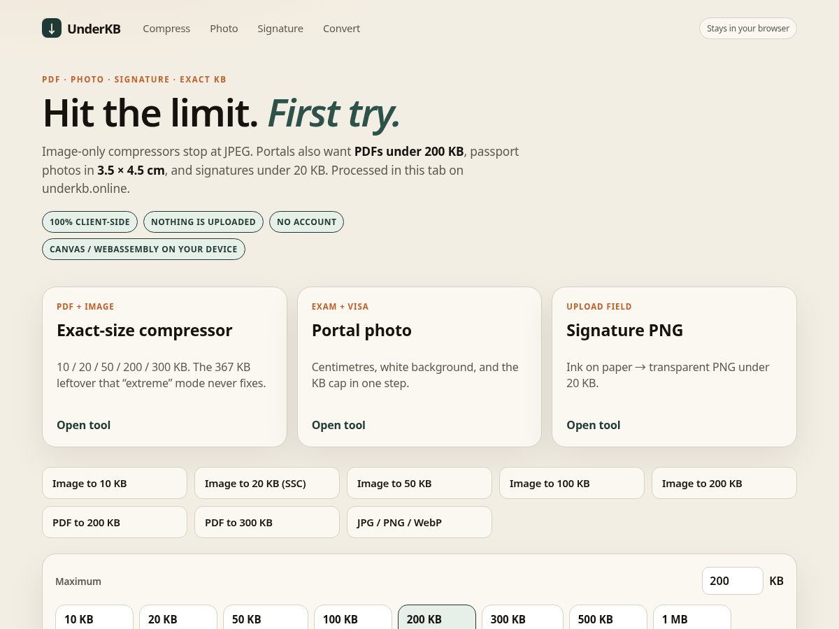 Landing-page snapshot of underkb.online