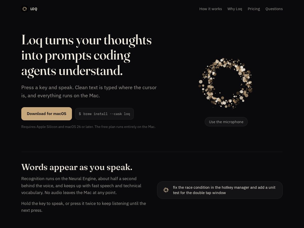 Landing-page snapshot of useloq.com