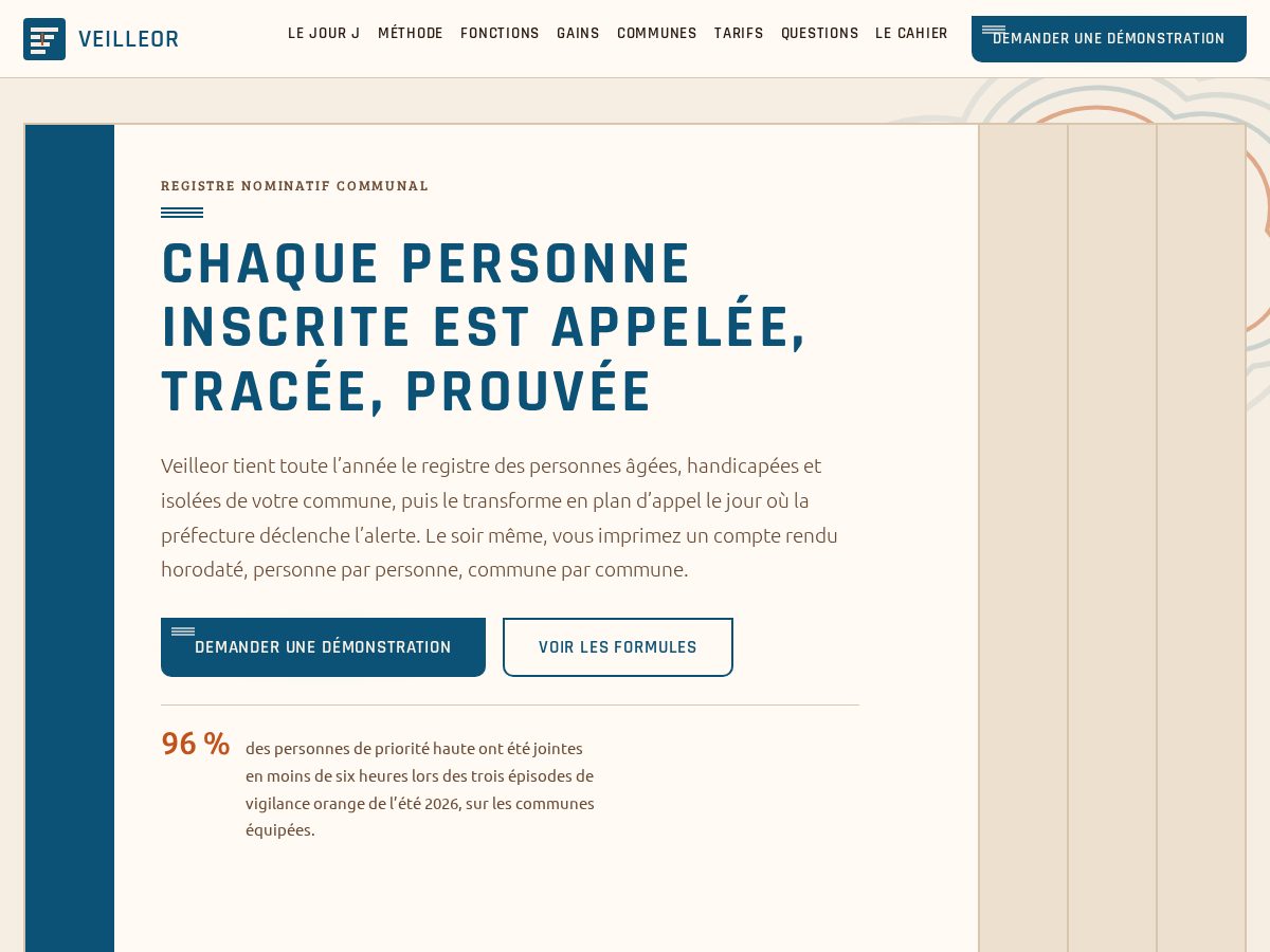 Landing-page snapshot of veilleor.com