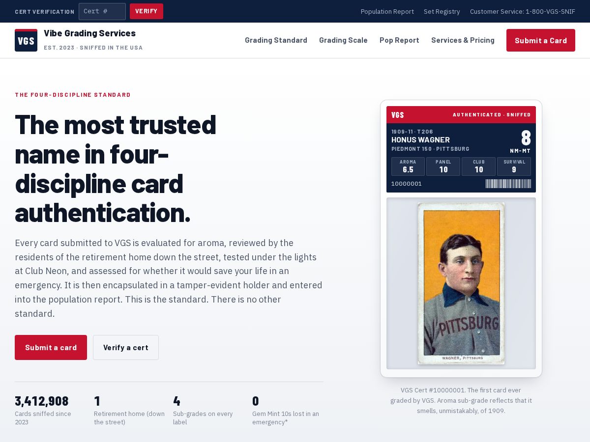 Landing-page snapshot of vgscards.com
