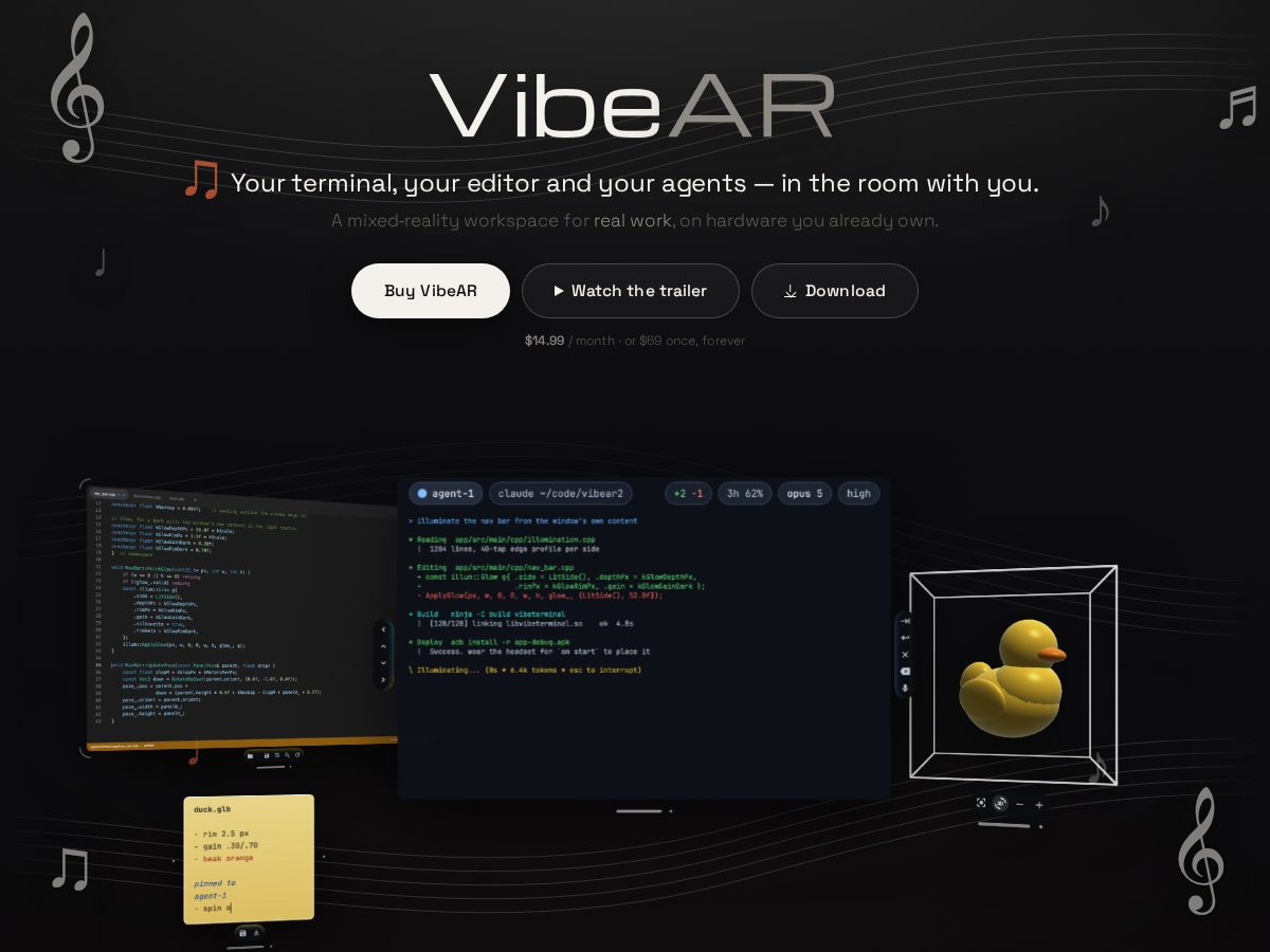 Landing-page snapshot of vibear.dev