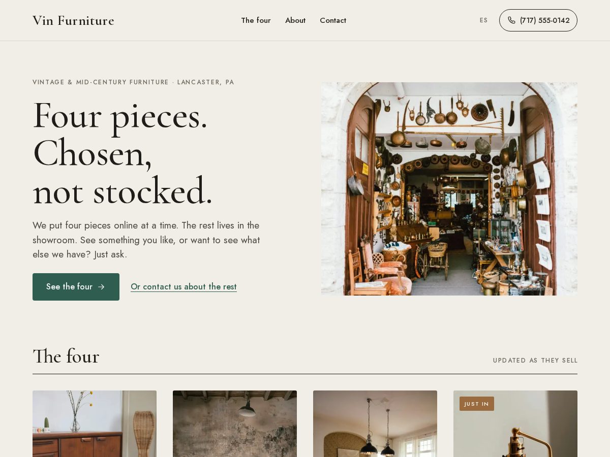 Landing-page snapshot of vinfurniture.online