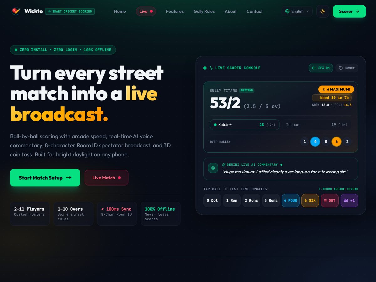 Landing-page snapshot of wickto.com