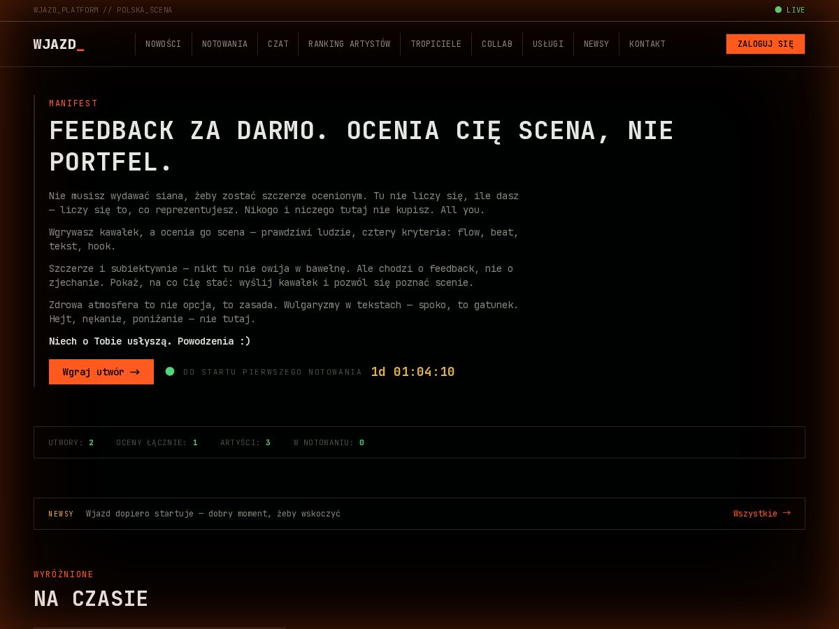 Landing-page snapshot of wjazd.pro