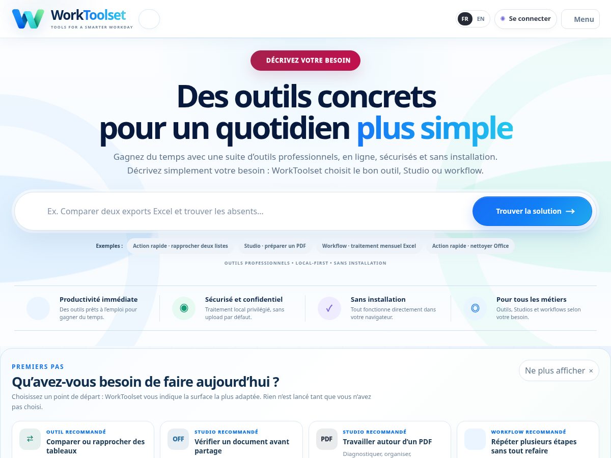 Landing-page snapshot of worktoolset.com