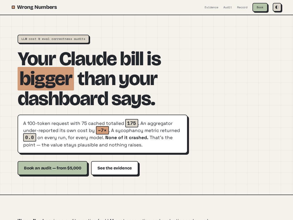 Landing-page snapshot of wrong-numbers.dev