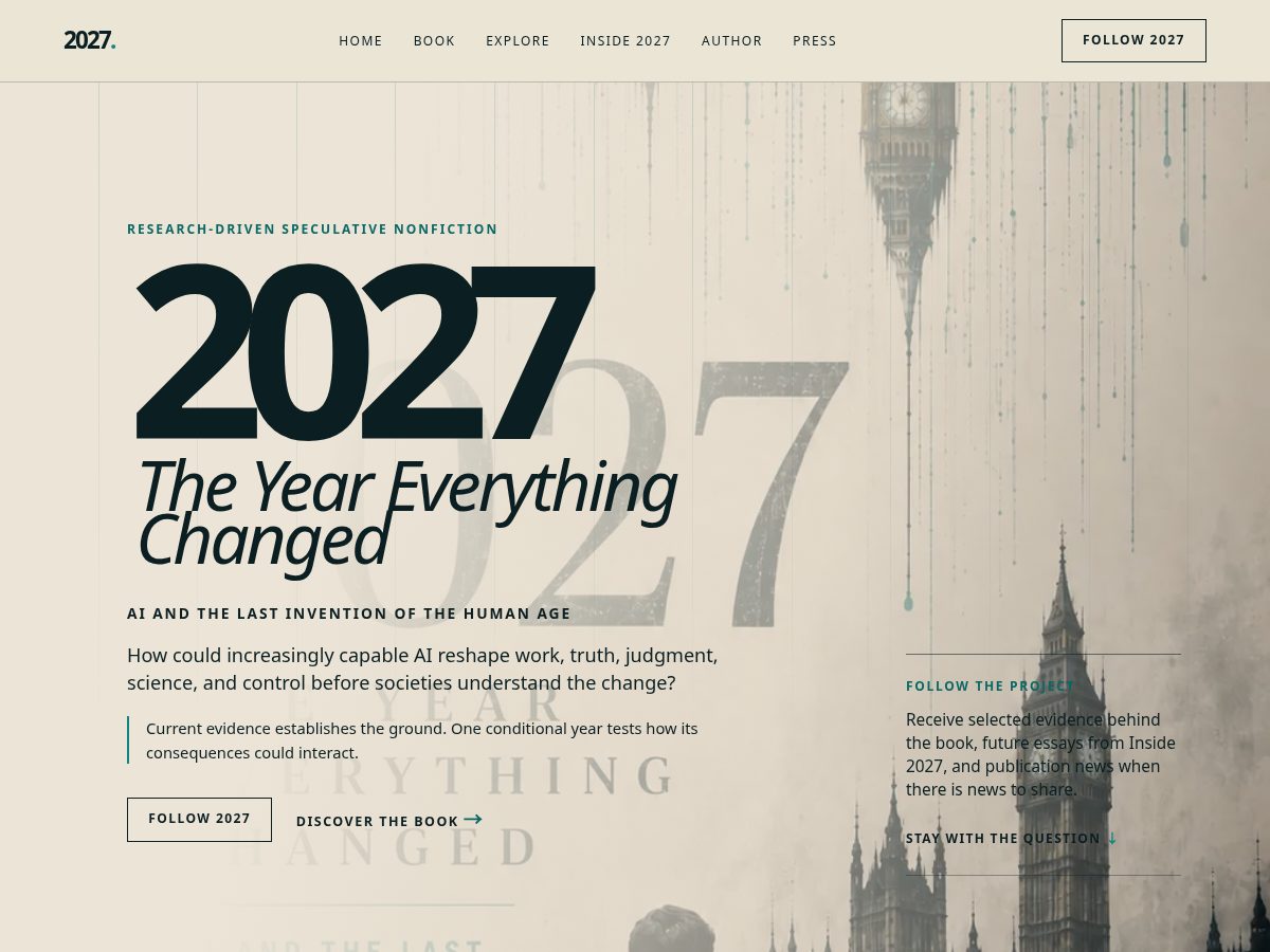 Landing-page snapshot of 2027book.com
