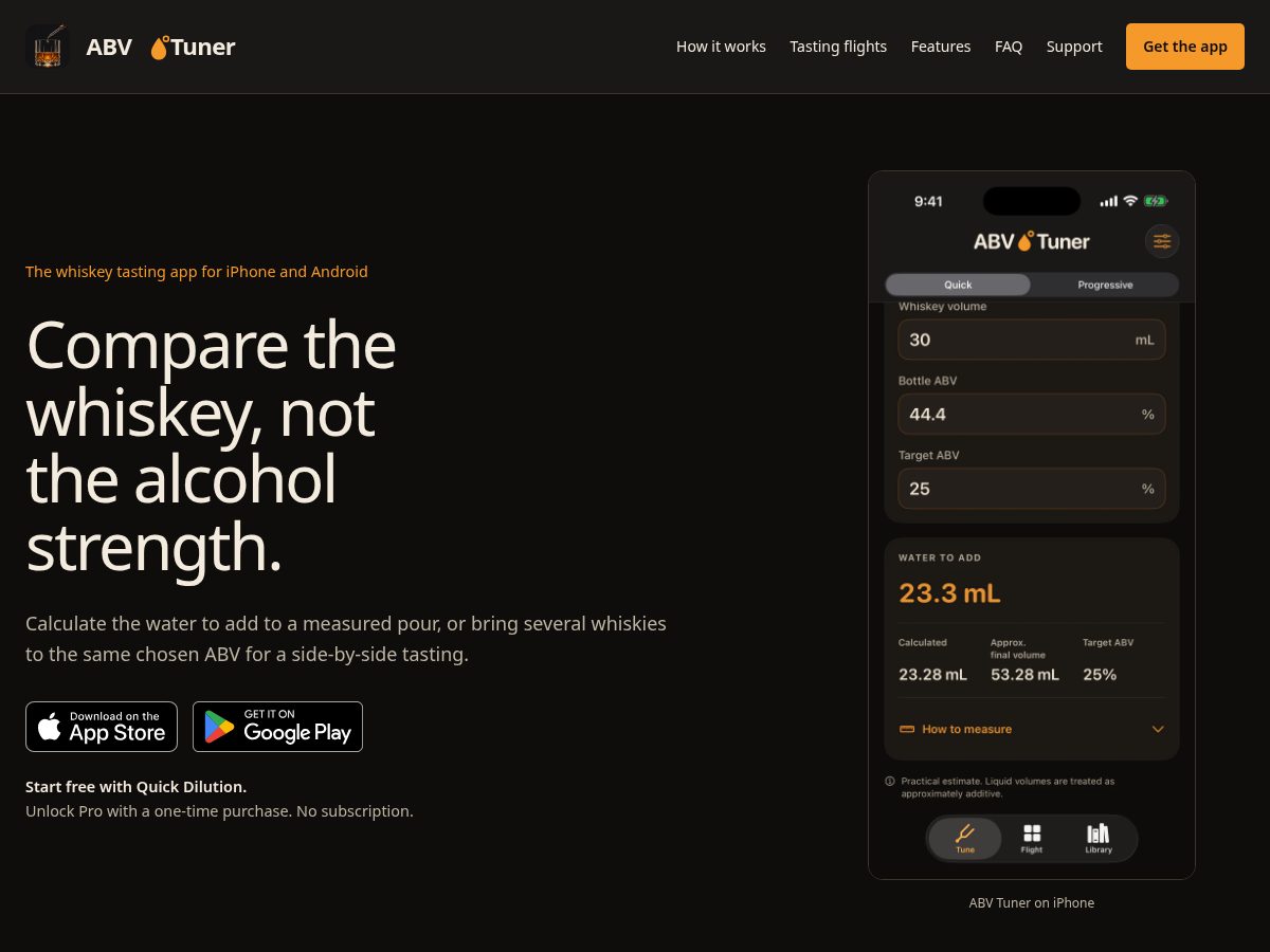 Landing-page snapshot of abvtuner.com
