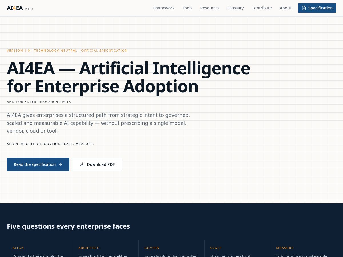 Landing-page snapshot of ai4ea.org