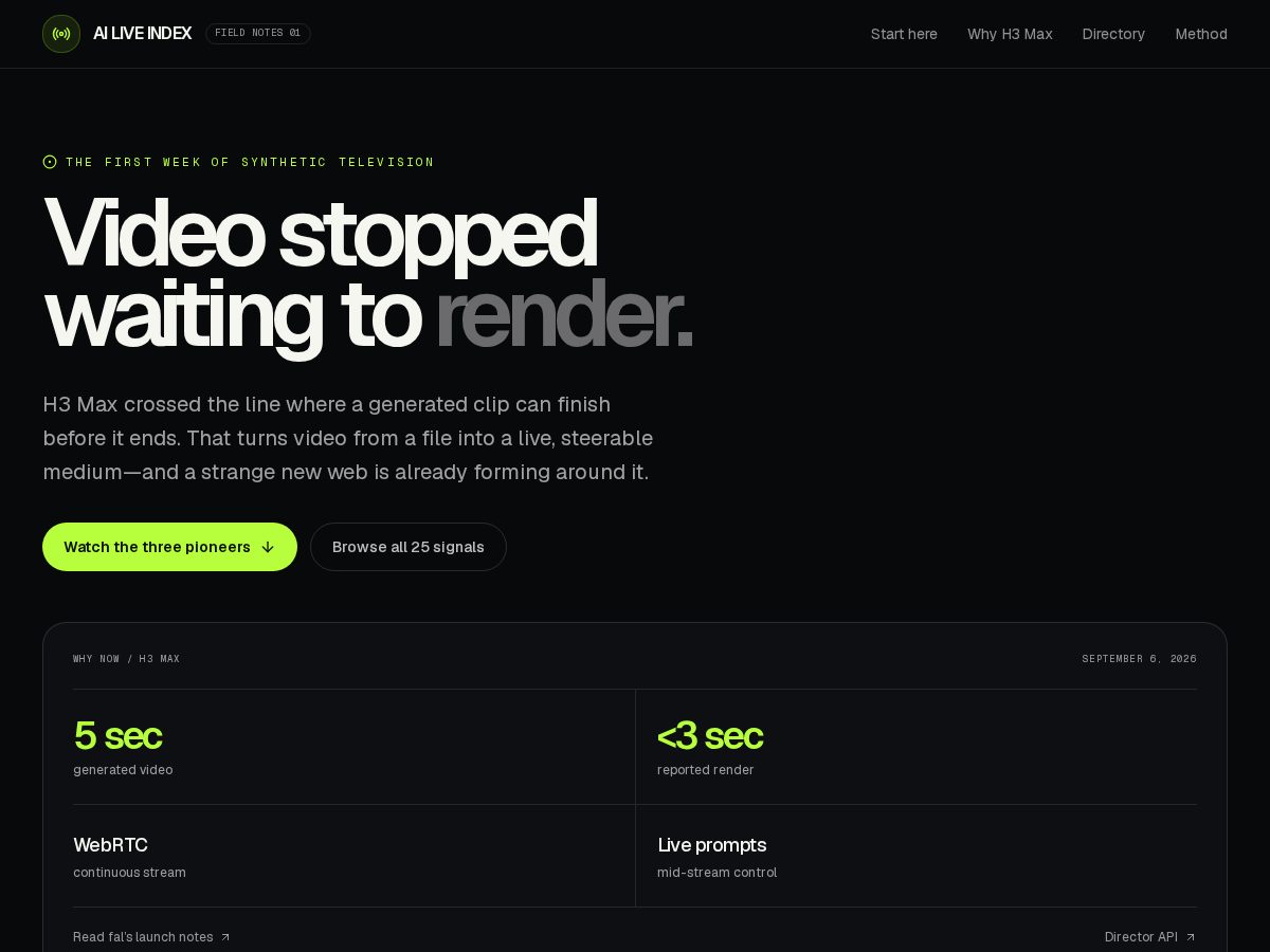 Landing-page snapshot of ailiveindex.site
