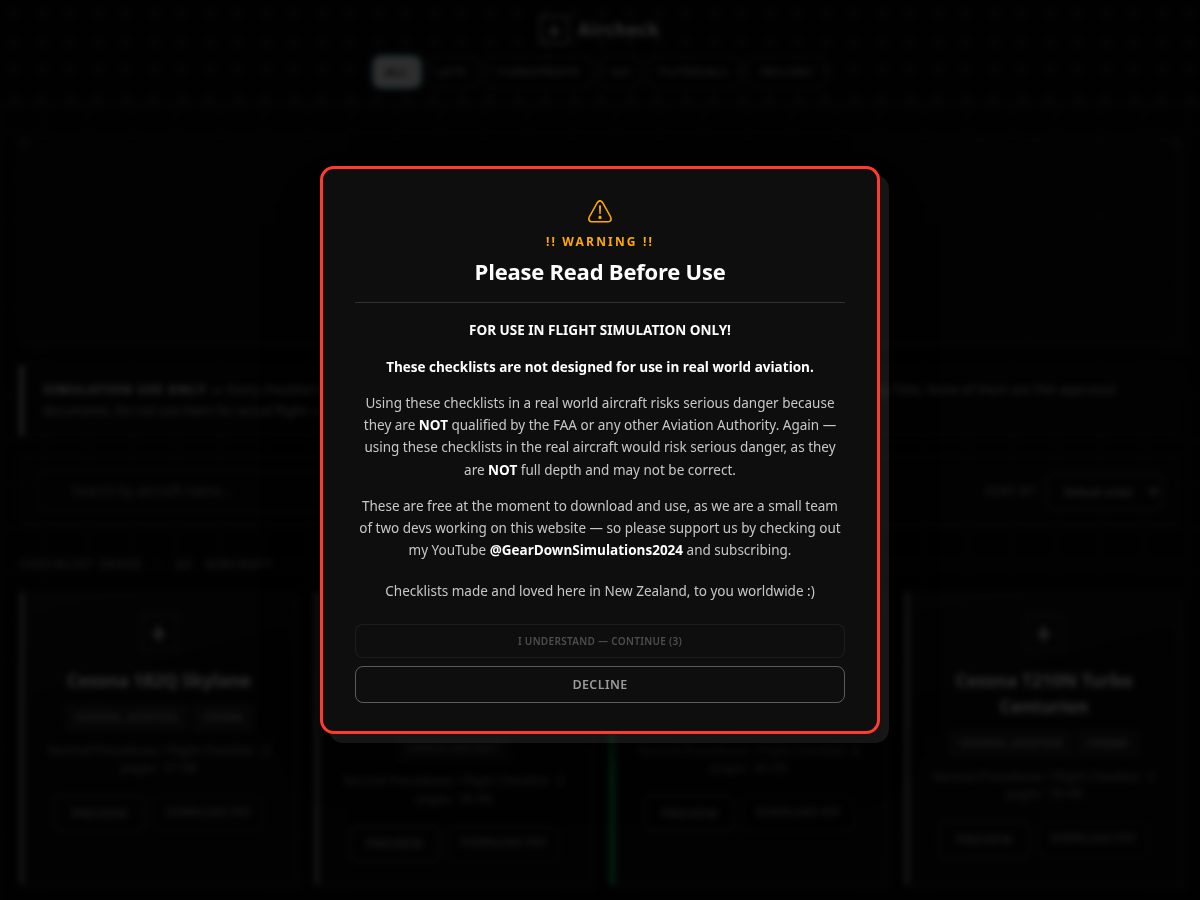 Landing-page snapshot of aircheckfs.xyz