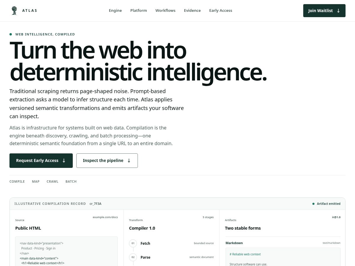 Landing-page snapshot of atlas-compiler.com