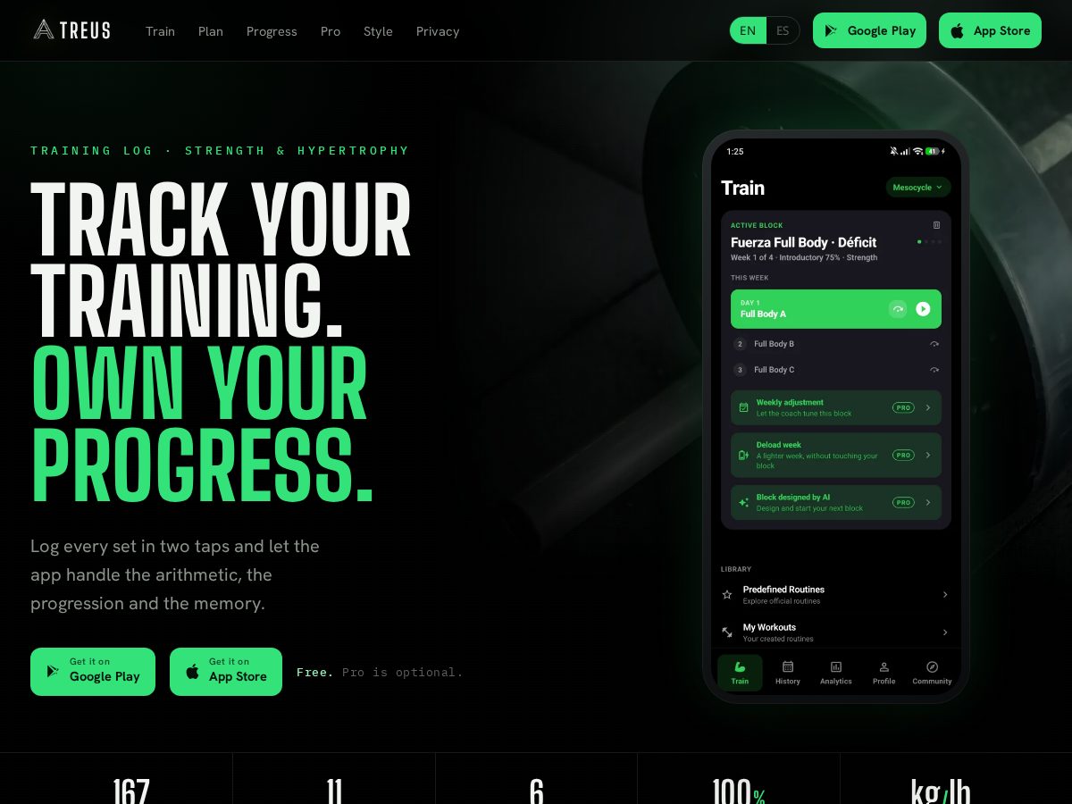 Landing-page snapshot of atreus.fit